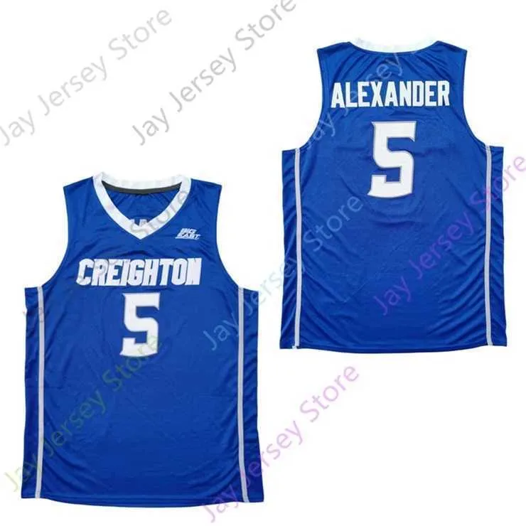 Mitch 2020 Nowy NCAA College Creighton Bluejays Jerseys 5 TY-Shon Alexander Basketball Jersey