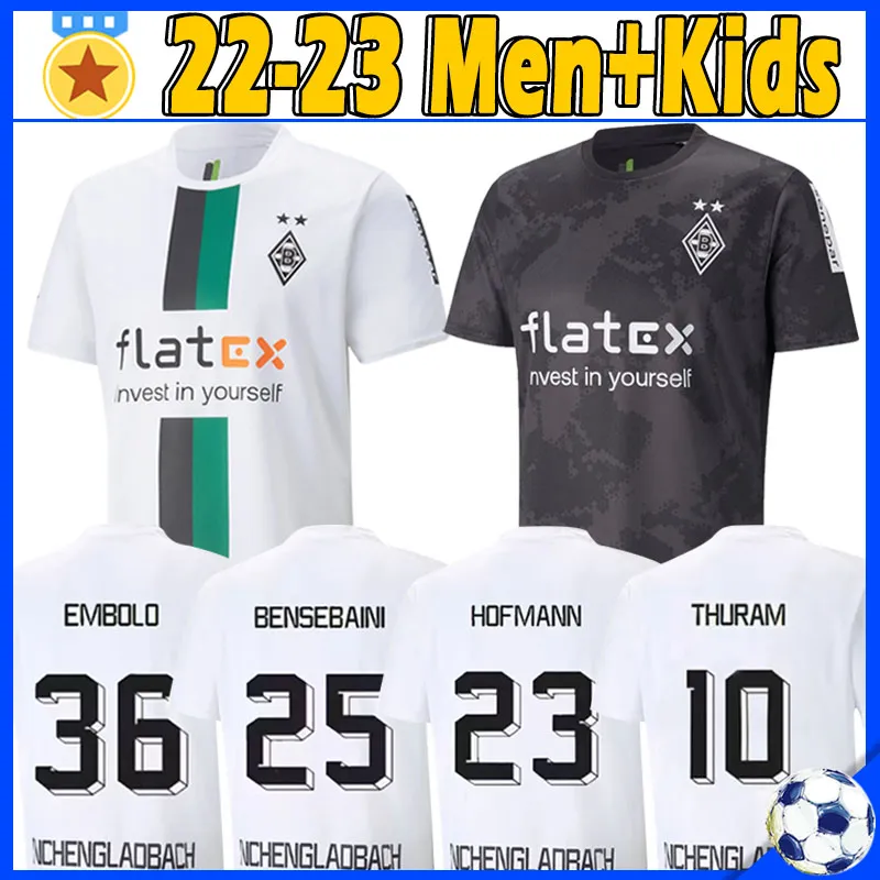 22/23 Borussia Monchengladbach Soccer Jerseys 2022 2023 Plea Thuram Ginter BenseBaini Herrmann Embolo Men Kids Kits voetbal shirts uniformen uniformen
