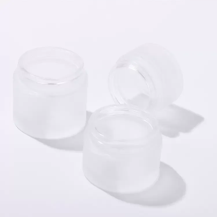 luxury Face Eye Cream Bottle Frosted Glass Cosmetic Jar 5ml 10ml 15ml 30ml 50ml 100ml Skincare Storage Packaging with Wood Grain Cap