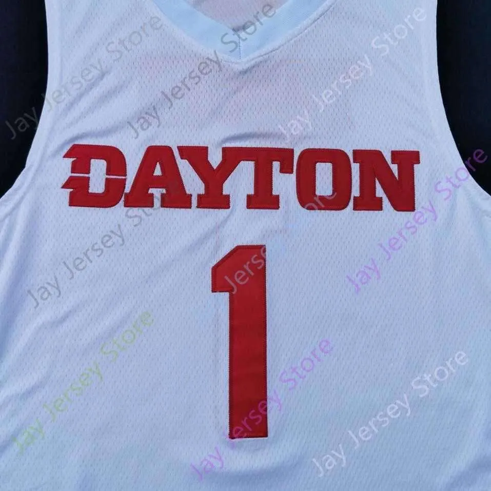 2020 New NCAA Dayton Flyers Jerseys 1 Toppin Basketball Jersey College White Red Blue Size Men Youth Adult All Stitched