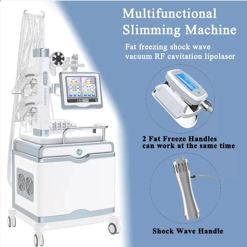 9 en 1 corps multifonction Cryolipolisis amincissant la peau de cavitation laser resserrant la réduction de la graisse ShockWave peau rf resserrer la machine de beauté de soulagement de la douleur