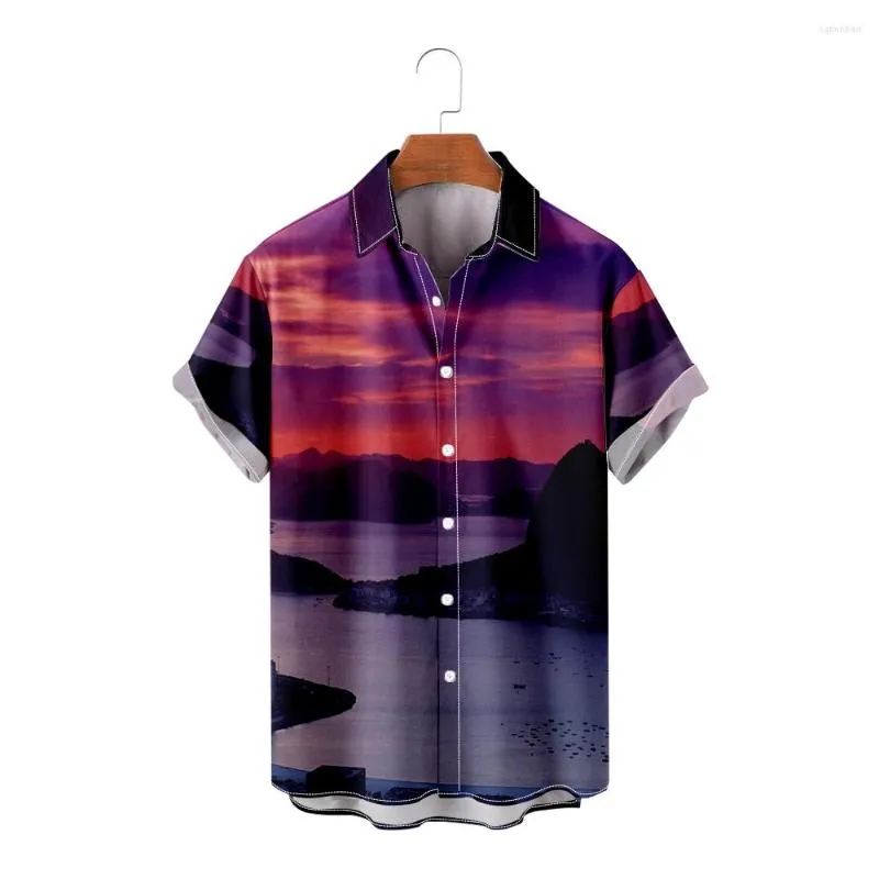 Camisas casuais masculinas de moda imprimível em 3D de moda imprimível port havaiano de praia T Party t Summer Men's Men