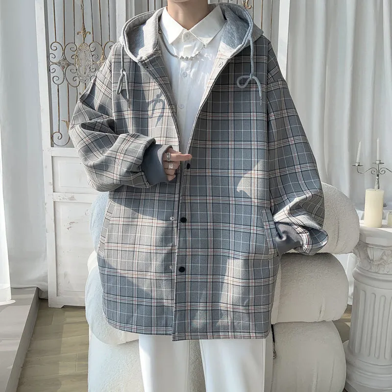 Vestes pour hommes Privathinker surdimensionné à carreaux hommes manteau à capuche coupe-vent Style coréen mode printemps décontracté mâle Harajuku vêtements d'extérieur 220927