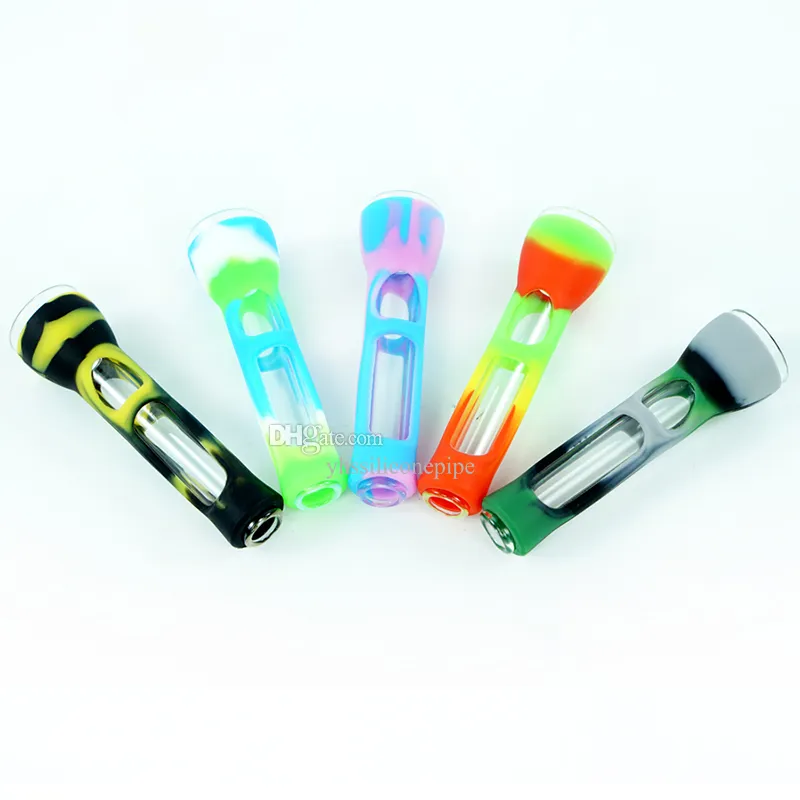 Tubi per fumatori stampa a colori tubo in silicone tabacoo bong in vetro stile mano tubo di calore piattaforma petrolifera in cera