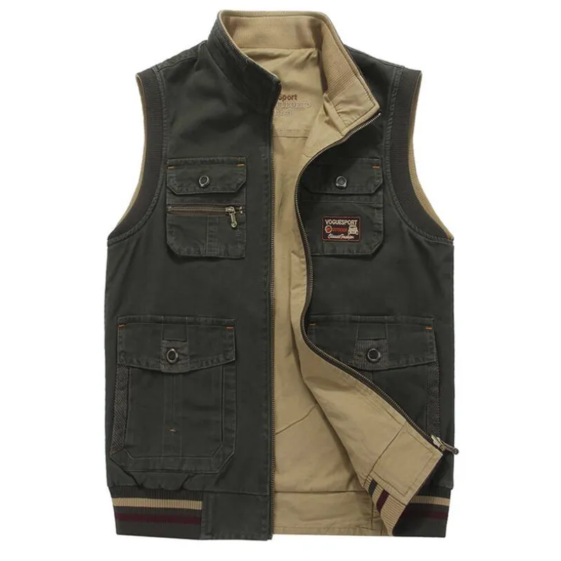 Gilet da uomo Plus 9XL Uomo Cotone Doppi lati Tattico Molte tasche Giacca senza maniche chalecos para hombre Cappotto Uomo 220926