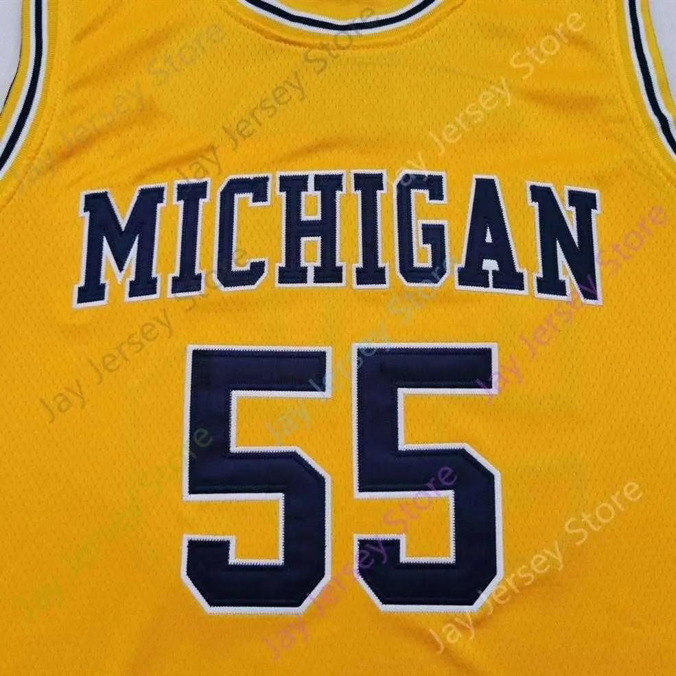 2020 New NCAA Michigan Wolverines Jerseys 55 Eli Brooks College Basketball Jersey Yellow Size Youth Adult