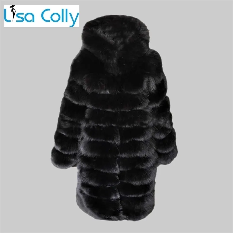 Womens Fur Faux Women Winter Mink Coats Long Sleeve Jacket With Hooded Thick Warm Outerwear Fake 220927