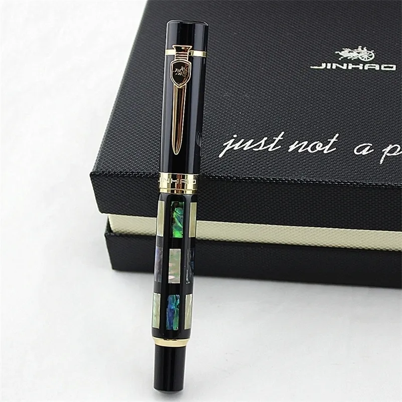 Stylos plume avec véritable coquillage de luxe stylo plume/stylo à bille roulante Jinhao 650 noir 18kgp moyen 220927