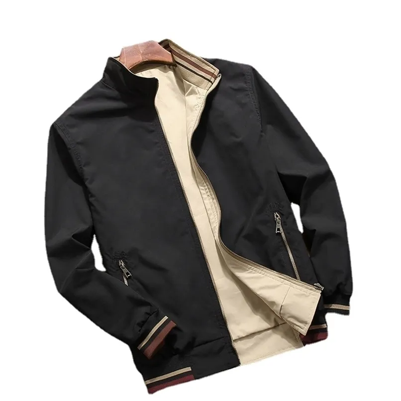 メンズジャケットブロウォン春秋の二重面摩耗スタンドカラーカジュアルユーストレンド衣類220927