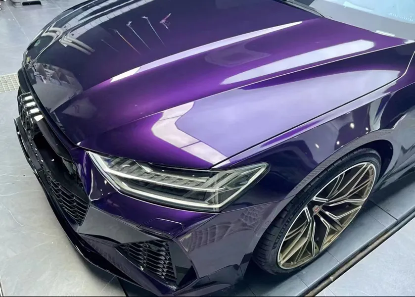 Super lucido metallizzato Midnight Purple Wrap Vinile adesivo adesivo Pellicola Metal Gloss Car Wrapping Foil Roll Air Release Channel