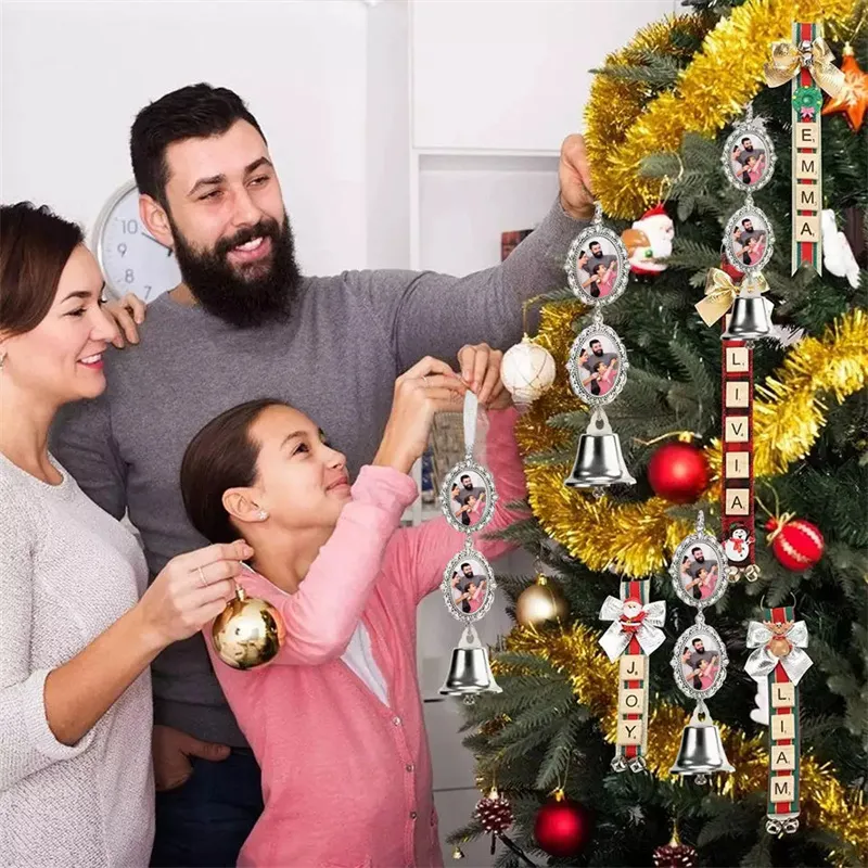 Sublimation Christmas Decorations Memorial Tree Ornaments Alloy Jingle Bells Pendants