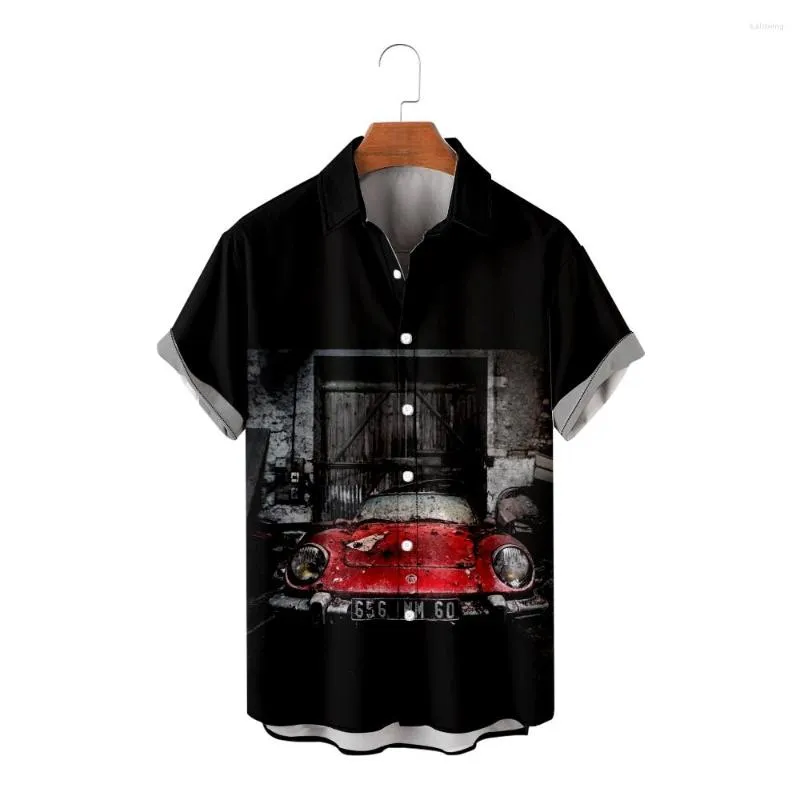 Chemises décontractées pour hommes lâche respirant impression 3D mode Cool rouge voiture chemise hawaïenne plage fête T-Shirt été hommes