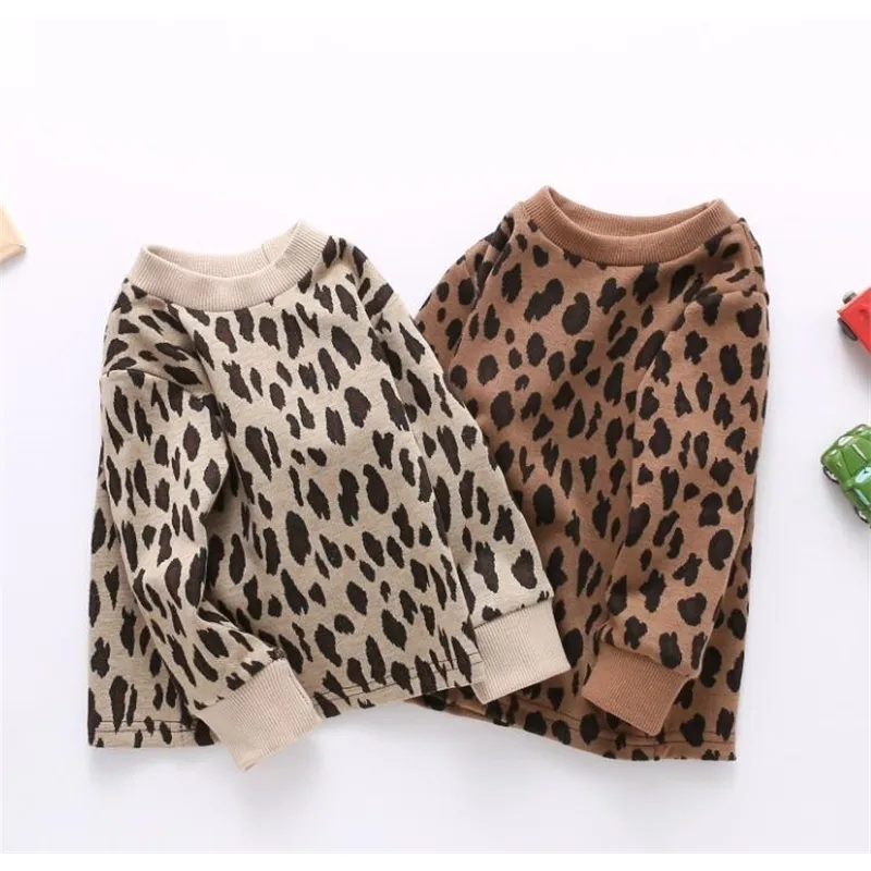 Pullover Citgeett Autumn Kids Boys Boys Leopard Printed Long Sleeve Crew Neck Sweater Tops Spring Cloths 220924