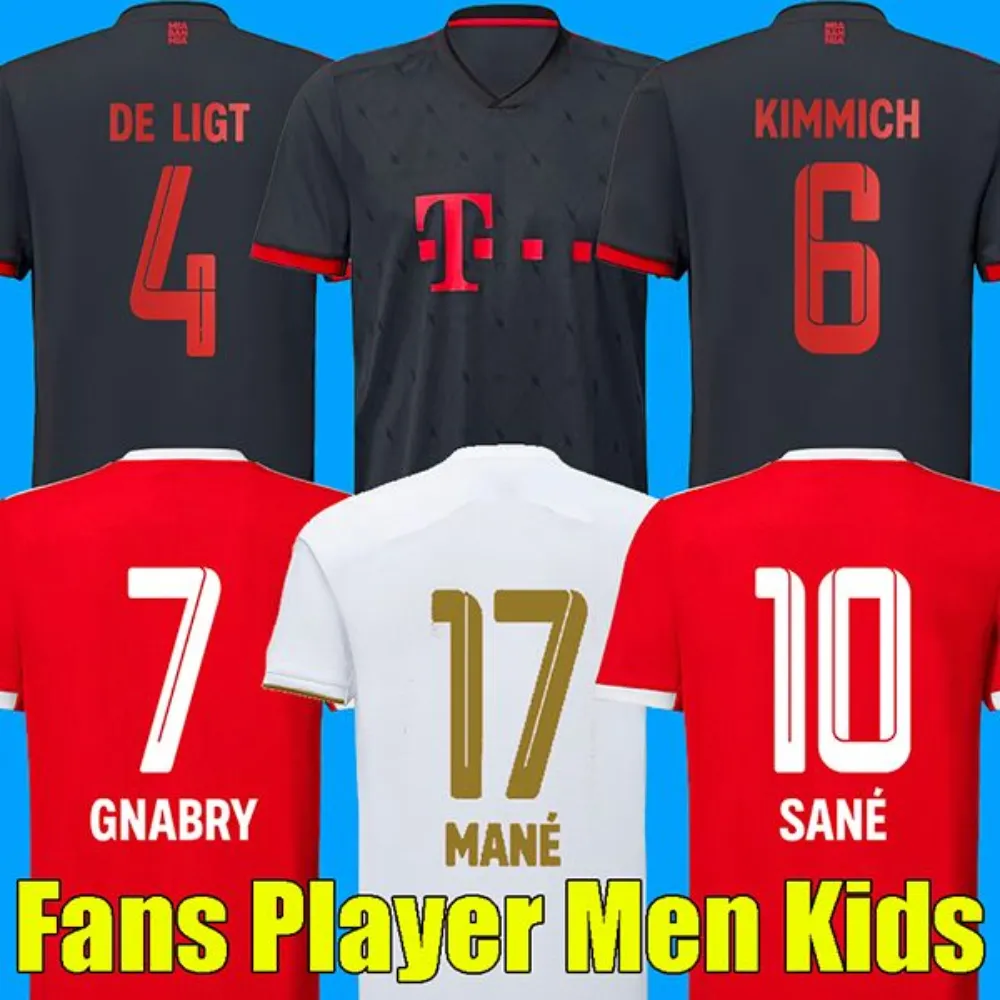 22 23 بايرن ميونخ لكرة القدم جيرسي DE LIGT TEL SANE 2022 2023 قميص كرة القدم HERNANDEZ GORETZKA GNABRY camisa de futebol top thailand kids kits