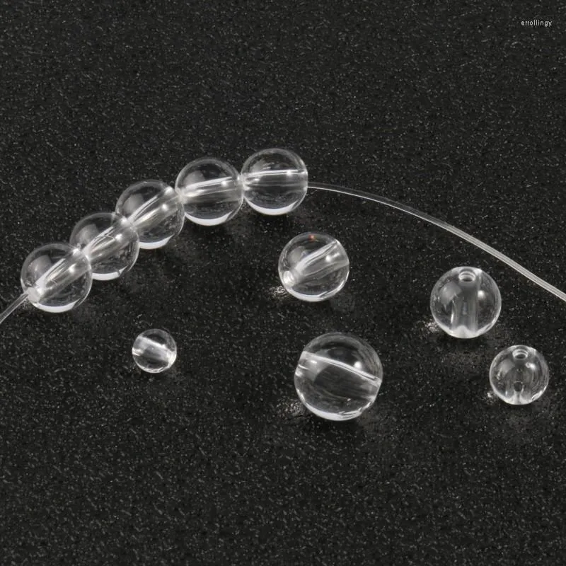Koraliki 6 8 10 12 mm Wypolerowane przezroczyste akrylowe okrągłe przekładki do biżuterii tworzące ręcznie robione DIY Bransoletka naszyjnik