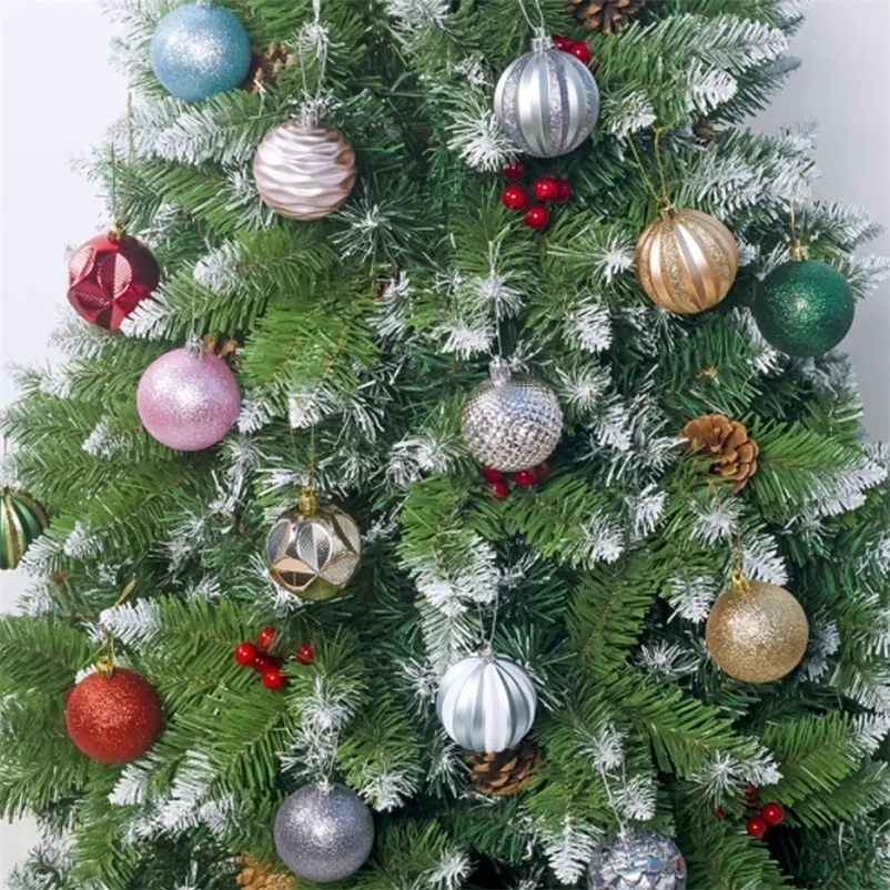 Decorazioni natalizie Ornamento per l'anno di Natale Ornamento per albero di pino Sfera con motivi glitterati 6 cm 12 pezzi 220927