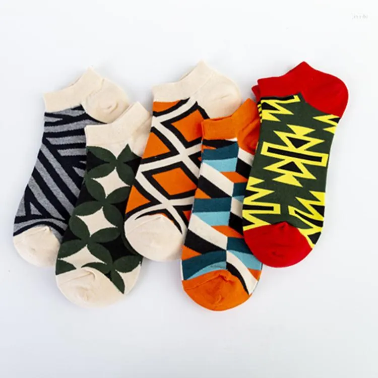 Men's Socks Tangram Series Boat Casual Wholesale Creative Colorful