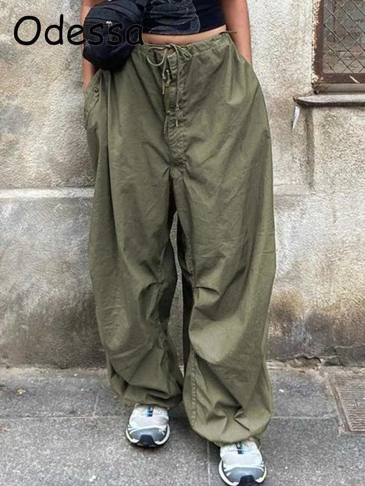 Pantalon Femme Capris Odessa Chic Pantalon Cargo Surdimensionné Femme Années 90 Streetwear Hip Hop Style Baggy Taille Réglable Cordon Y2K Femme Pantalon Long 2022 T220926