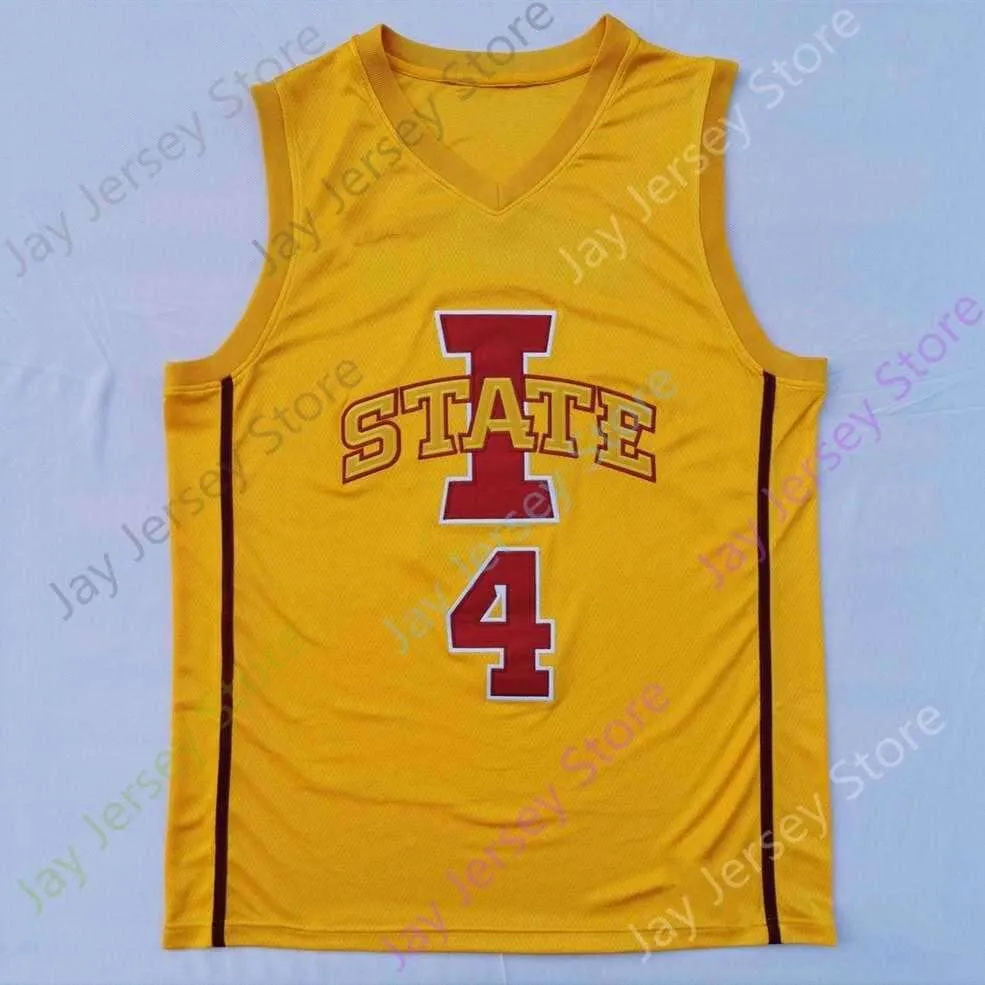 2020 New NCAA Iowa State Cyclones Jerseys 4 Conditt IV College Basketball Jersey Yellow Dark Grey Size Youth Adult