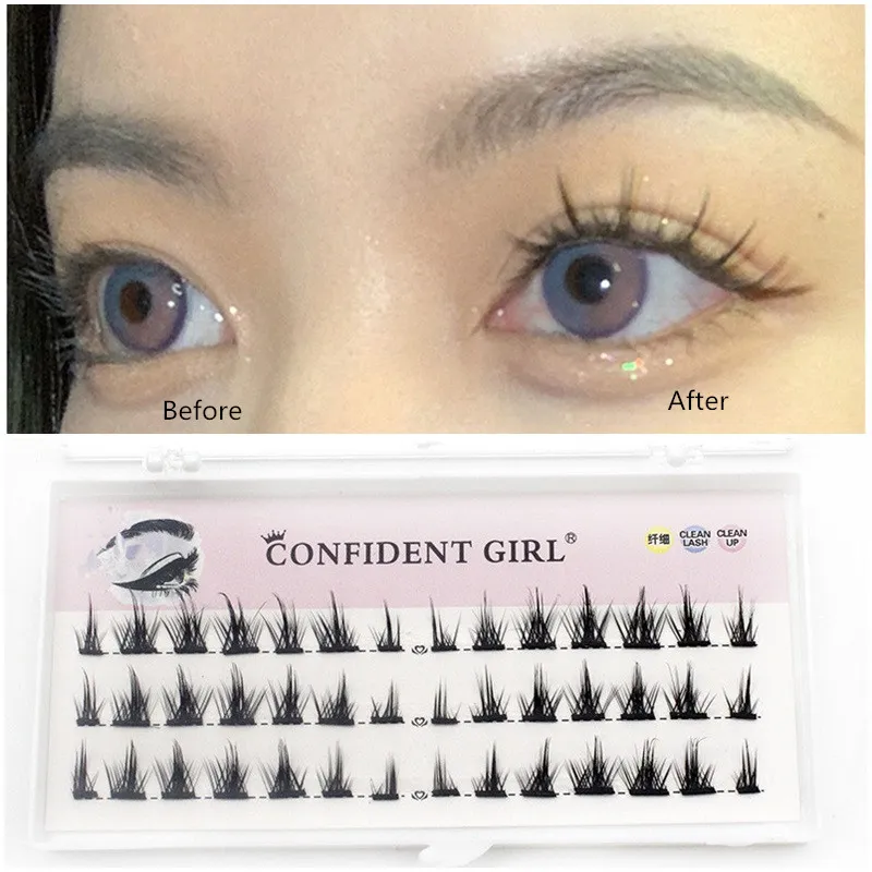 Natural Flase Eyelashs Extension ympning Enkel klusterögonfransar Makeup Beauty New Lazy Little Devil Cos False Eyelash