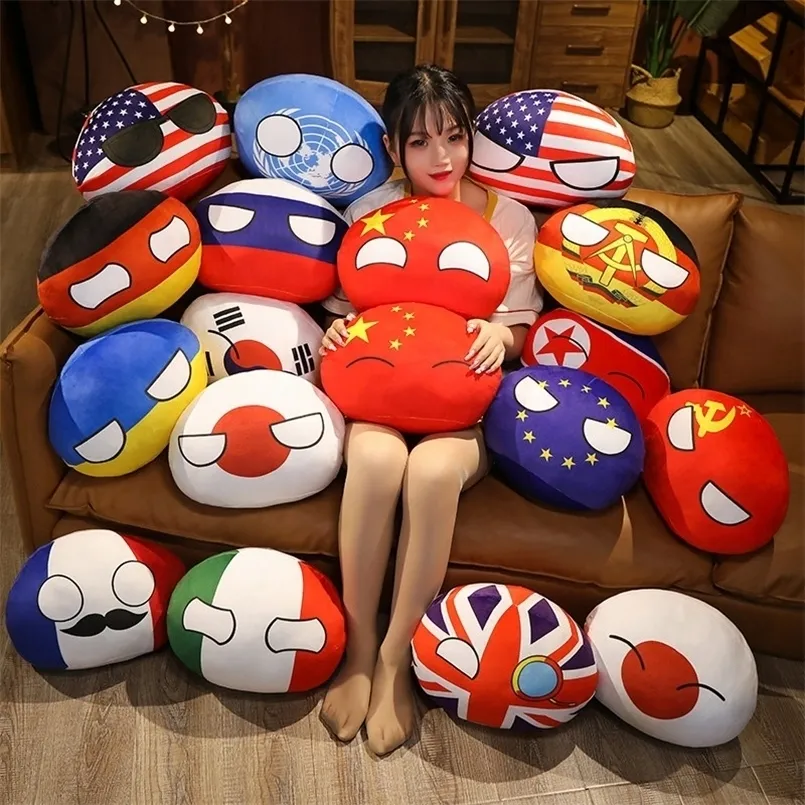 Plush Dolls 1050cm Country Ball Toys Polandball Hand Warmer Pillow Countryball USSR USA FRANCE RUSSIA UK JAPAN GERMANY ITALY Decor 220924