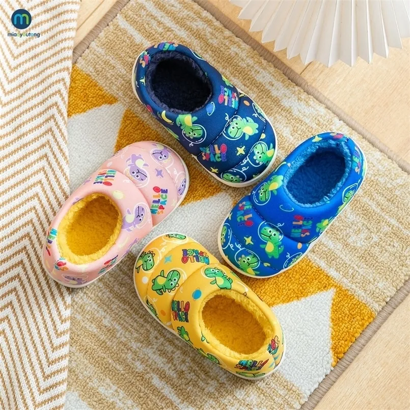 Slipper Kinder Druck für Jungen Indoor Schuhe Baby Mädchen Pelz Rutschen Baumwolle Warme Winter Haus Kinder Rutschfeste Miaoyoutong 220924