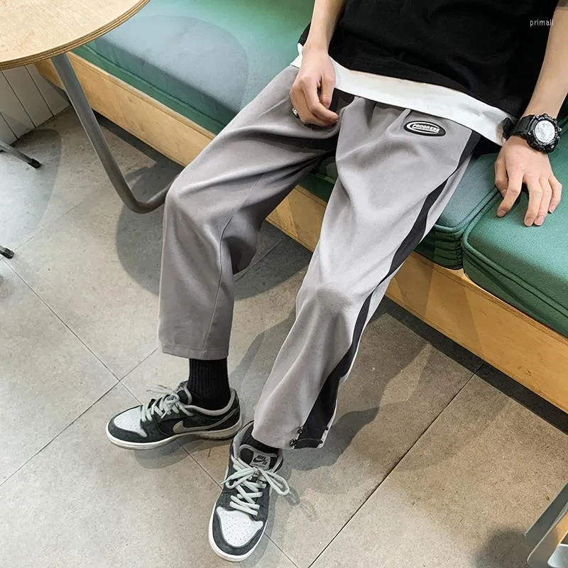 Pantalon masculin large hommes skateboard streetwear vêtements décontracté sport coulant pantalon de mors de survêtement gris noir