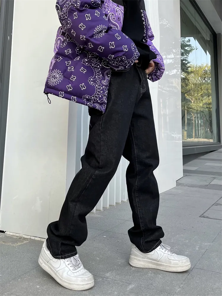 Jeans Baggy Hombre Con Estampado Y2K - Pantalones De Mezclilla Rectos Y Holgados - Estilo Streetwear Y Casual