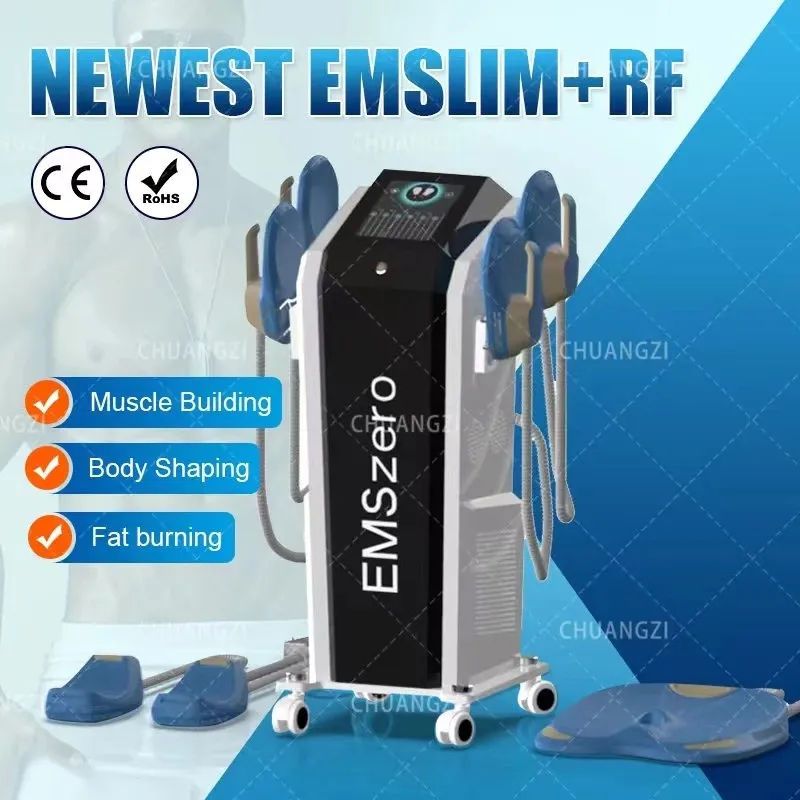 Neues Update Neo DLS-Emslim EMSzero 13 Tesla Hi-Emt 5 Stück RF-Griffe Beckenstimulationspads Optionale Modelliermaschine