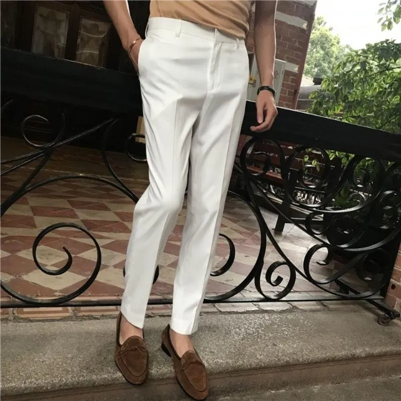 Men's Suits Men 2022 Spring Fashion Business Casual Slim Fit Pants Formal Wear Straight Trousers Male Solid Color Long O112