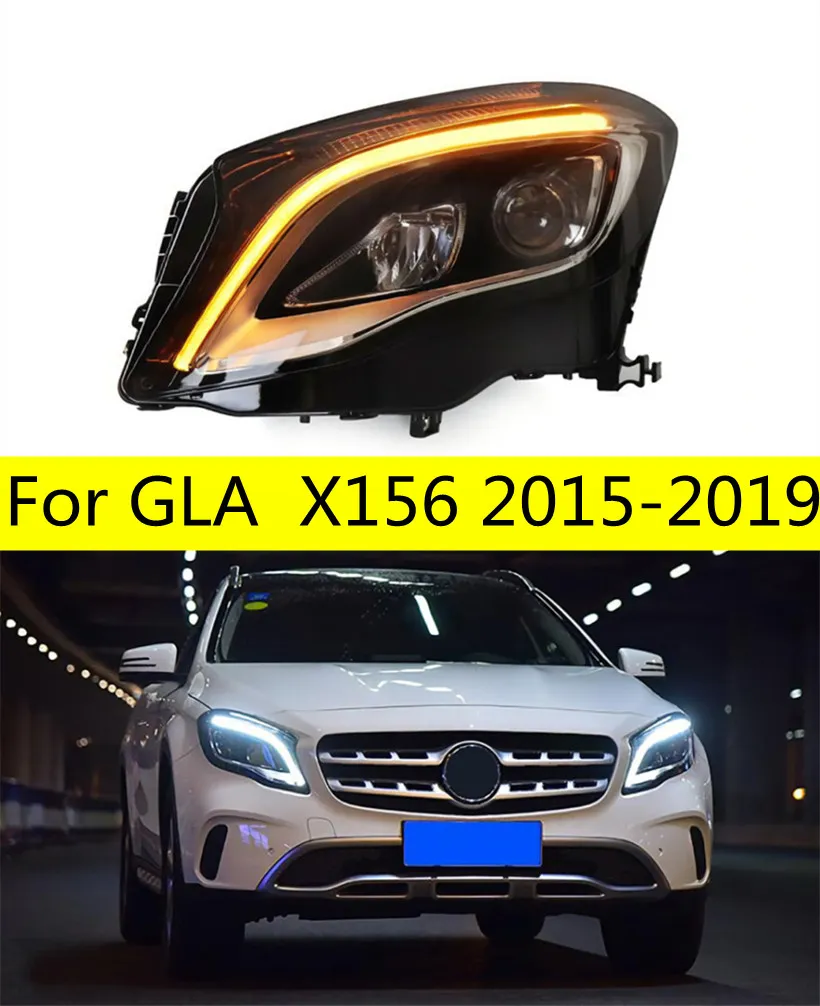 المصابيح الأمامية LED لـ GLA 2015-2019 الضوء الأمامي X156 GLA180 GLA200 GLA250 GLA45 تعديل الأضواء النهارية للتكوين العالي مجموعة الأمامي.