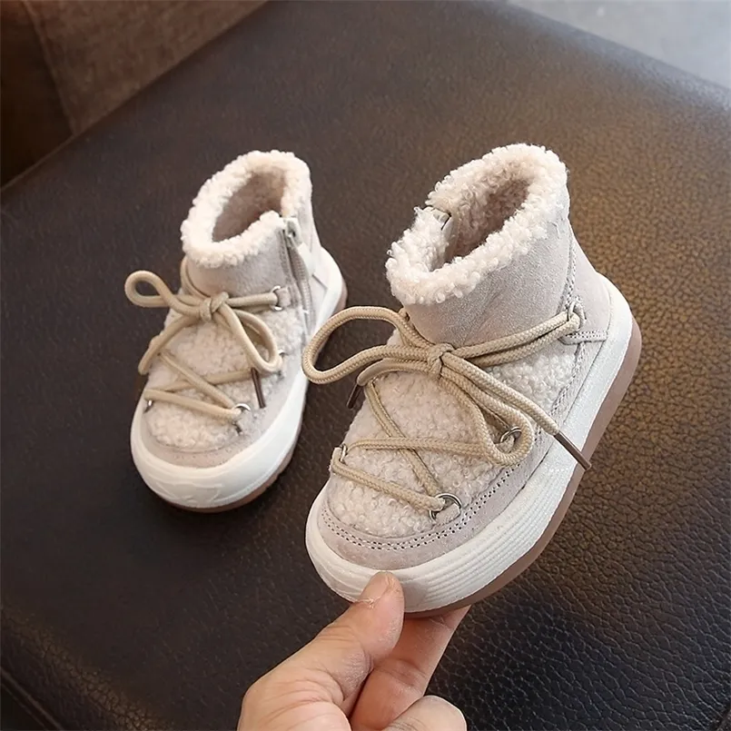 Stivali Bambino Caldo Lana Neve Bambini Addensare Scarpe di Cotone 13 Inverno Bambino Pelliccia di Agnello 220924