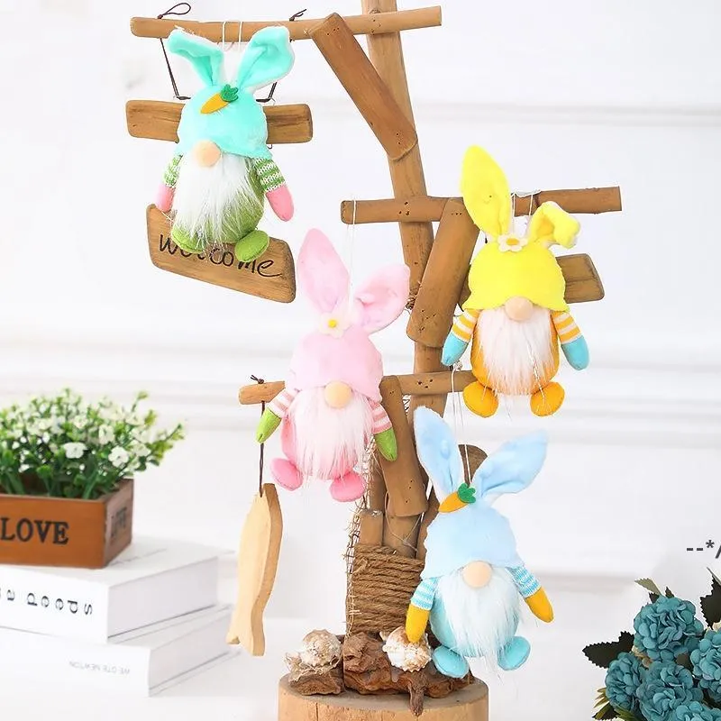 NUOVOGnomo di coniglio di Pasqua Vecchia bambola Forniture per feste Peluche Conigli Orecchie Figurine Ornamenti Bambole nane Regalo per bambini Decorazione della casa