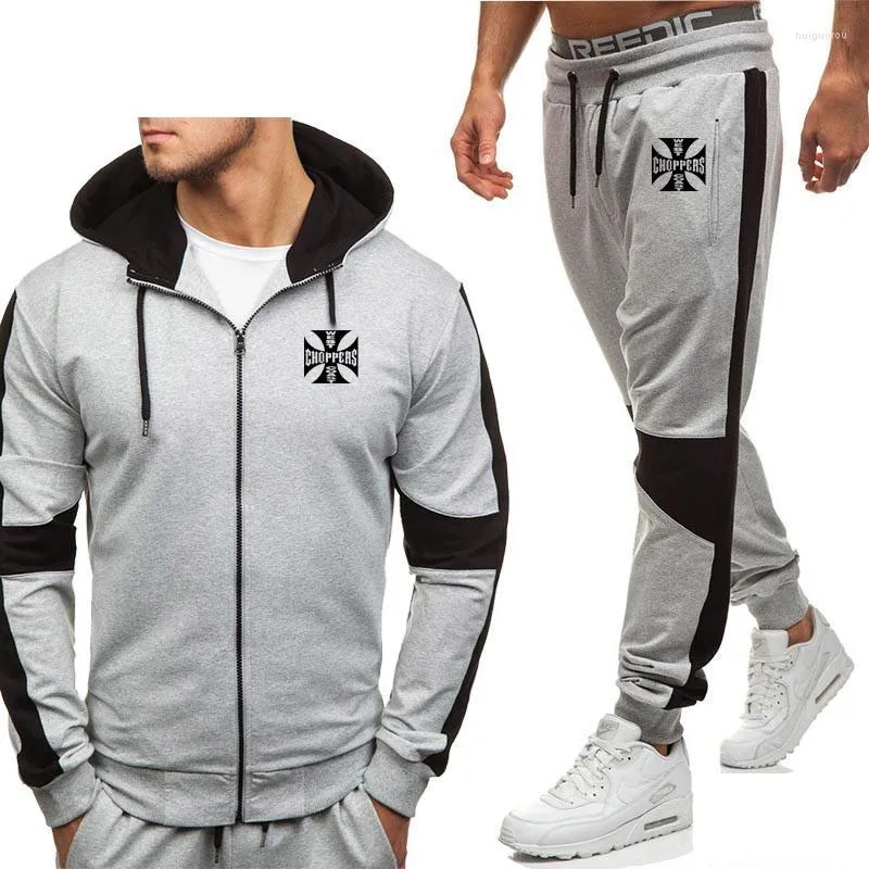 Tute da uomo Felpe con cappuccio da uomo West Choppers Stampa Moda Casual Harajuku Giacca in pile con cerniera con cappuccio Felpa Pantaloni sportivi Tuta