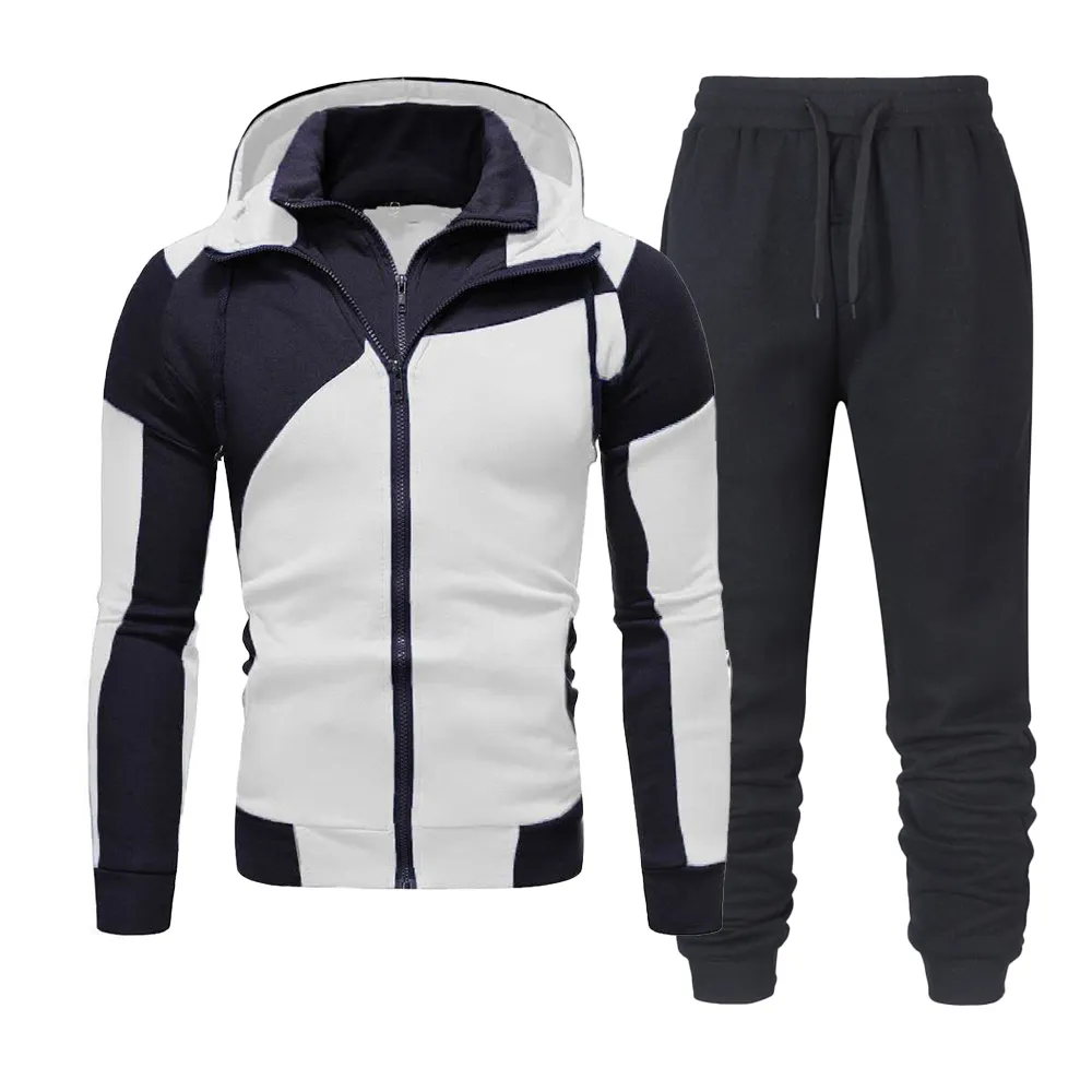 Men s Tracksuits Fall Winter Sport Coat Long Sleeved Jacket and Tracksuit Pants Casual Zipper Design Suit Outdoor Jogging 220926