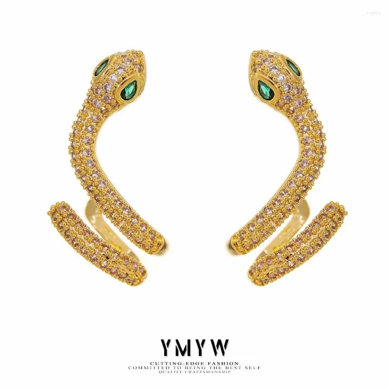 Boucles d'oreilles YMYW serpent torsion cuivre métal délicat cubique zircone mariage bijoux à la mode pour les femmes fête cadeau 2022