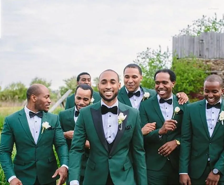 يناسب الرجال ذا أزياء الرجال الخضراء لحفل الزفاف نحيف العريس حفلة رسمية 2 قطعة