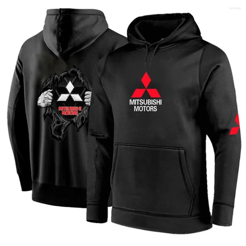 Herrjackor 2022 vinter mitsubishi motorer mode tjock fleece sweatshirt herr hip hop länge ärm huvtröjor manliga hösten fast färgkläder