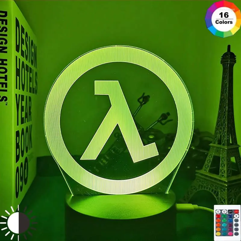 Ночные огни Half Life логотип лампа для украшения игровой комнаты Cool Event Event приз в магазине смену светодиодные светодиодные подарок его