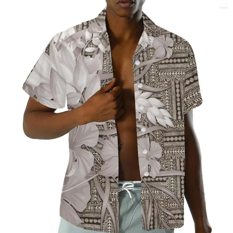 M￤ns casual skjortor hycool anpassad tema parti kort ￤rm hawaiian skjorta polynesisk tribal 5xl m￤n knapp upp blommig tryck aloha