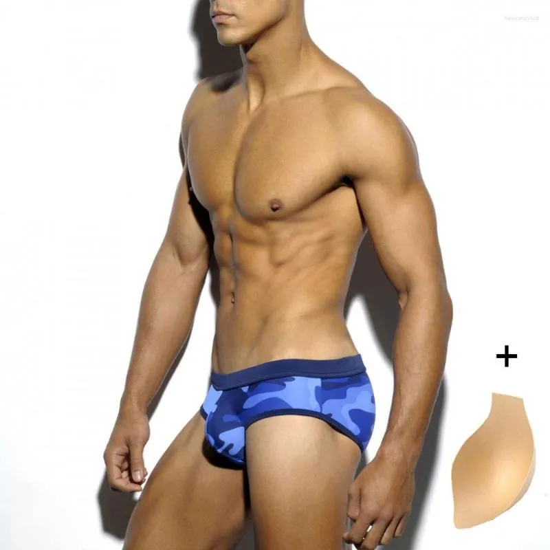 Underpants Men's Swimwear Push Up Pad Camouflage Sexy Briefs Male Low Waist Swim Bikini Surf Beachwear