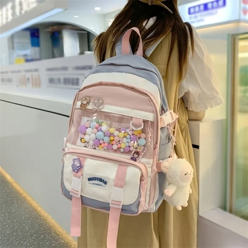 Borse scuola JOYPESSIE Zaino moda donna Borsa Mochila in nylon carino per ragazze adolescenti Zaino da viaggio impermeabile Kawaii Nero 220926