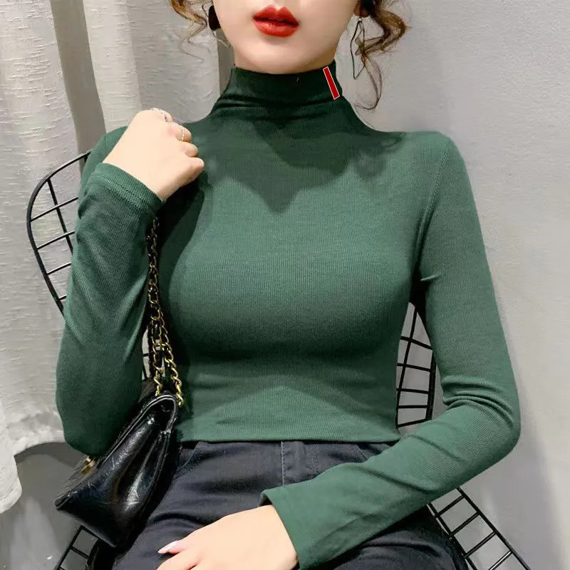 Kadın Tees Tees Yüksek Boyun Buzlu Tasarımcı Kadın Kazak Bluz Gömlekleri Kadın Üstleri Lady Slim Jumbers S-3XL