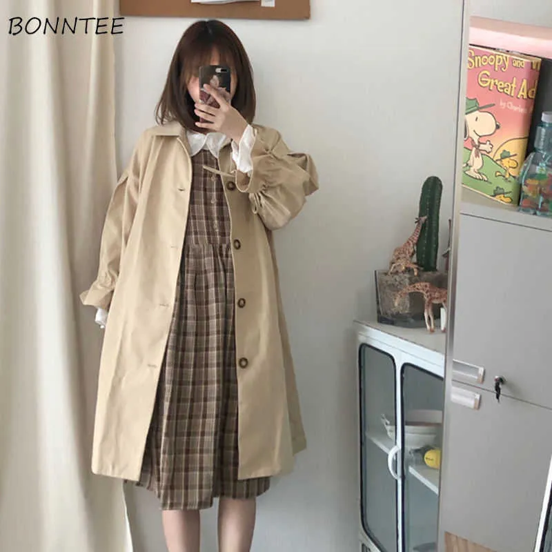 Trench Coats Trench Women Long Coats Losse eenvoudige Harajuku Streetwear Nieuwe all-match chic Daily Wind Breaker Classic All-match preppy stijl Ins Y2209