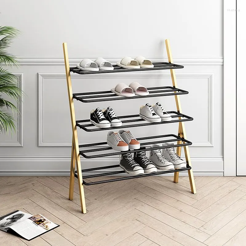 Clothing Storage Metal Foldable Shoe Rack Modern Bedrome Gold Shoes Minimalist Classic Organizador De Zapatos Home Furniture OC50XG