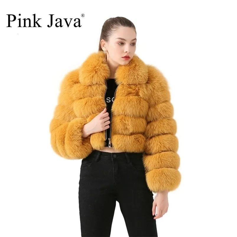 Women's Fur Faux pink java QC19021 arrival real fur coat women winter jacket short coats natural jackets 220927