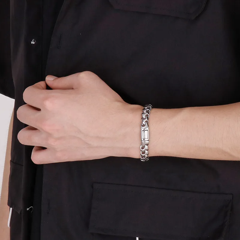 9mm 8.5inch Zilver Casting Bone Chain Link Armband Armband Voor Heren Roestvrij Stalen Sieraden Ketting Vader Geschenken