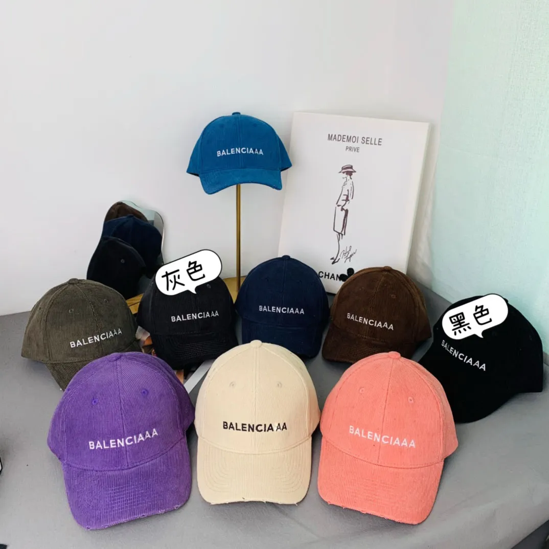 커플 패션 디자이너 야구 모자 Casquette 가을과 겨울 따뜻한 코듀로이 알파벳 볼 캡