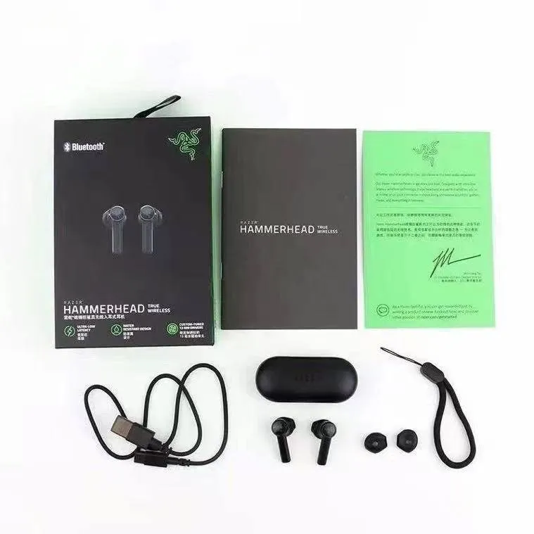 New Razer Hammerhead True Wireless Arear Tws 5.0 Bluetooth سماعة رأس مع سماعات رأس Mic Glamer Razers لـ iPhone Samsung