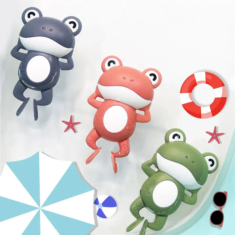 Brinquedos de banho de bebê para crianças New Natiming Bathing Toy Cartoon Banheiro Animal Classic Cute Frogs Clockwork 0 12 meses 1111